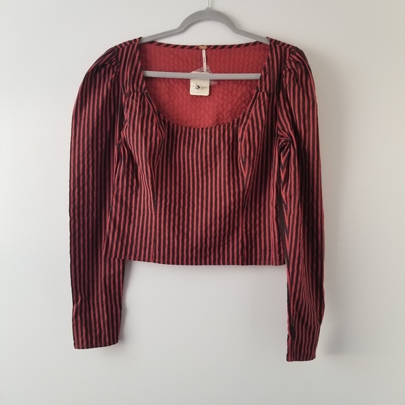 Free People Caroline stripe long sleeve top size M - Picture 4 of 11